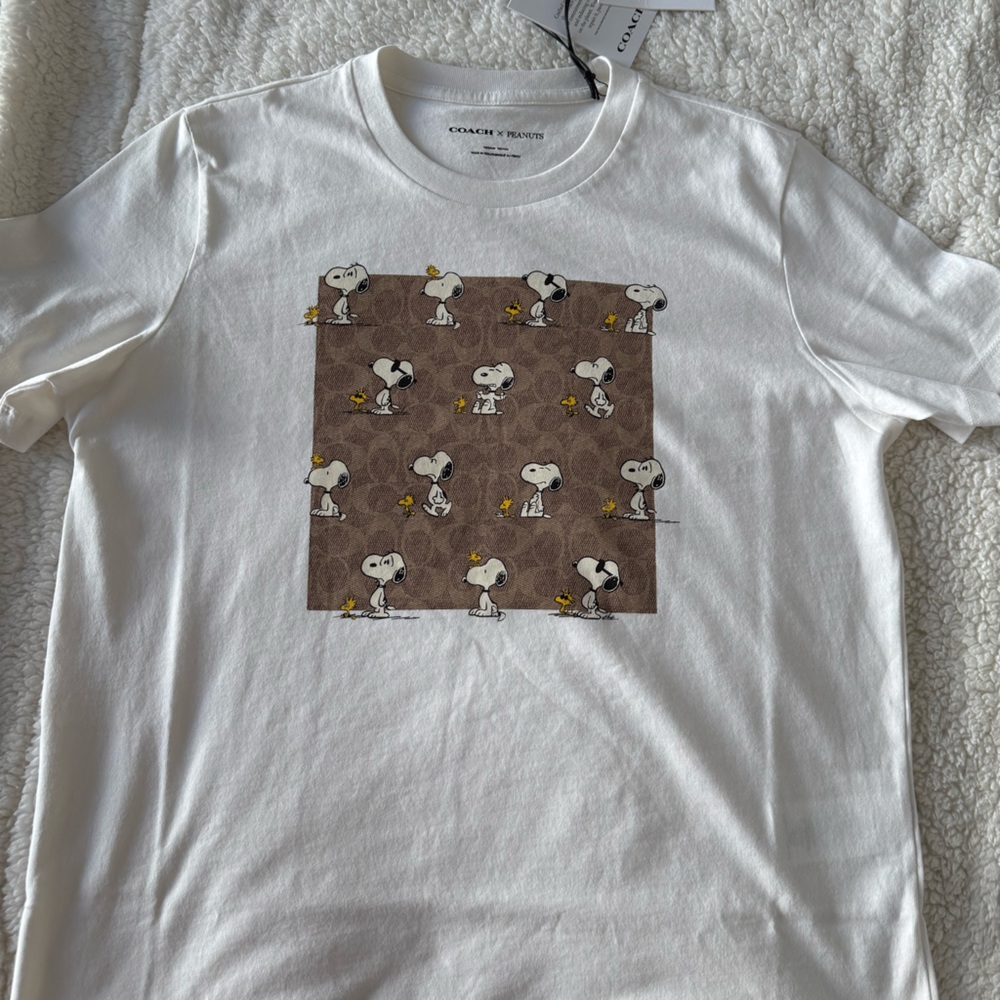 NWT Lady’s size M. Coach X Peanuts Snoopy Signature Square T Shirt CBF06 - Picture 5 of 7